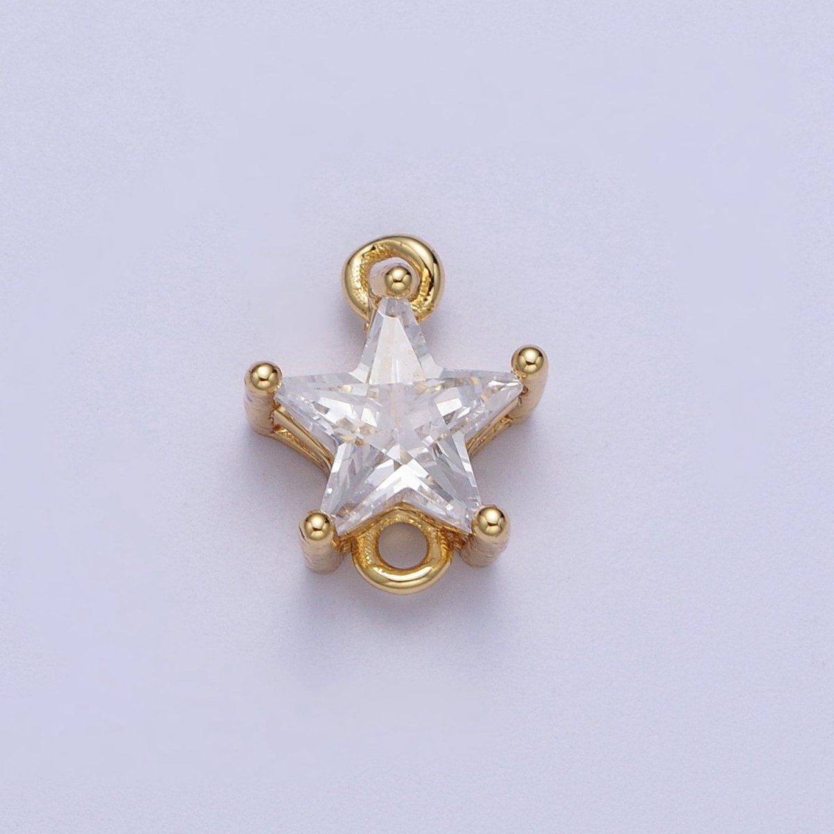 Gold Pink/Clear Link CZ Star Celestial Cubic Zirconia Connector For Necklace Bracelet Jewelry Making G-581 G-582 - DLUXCA