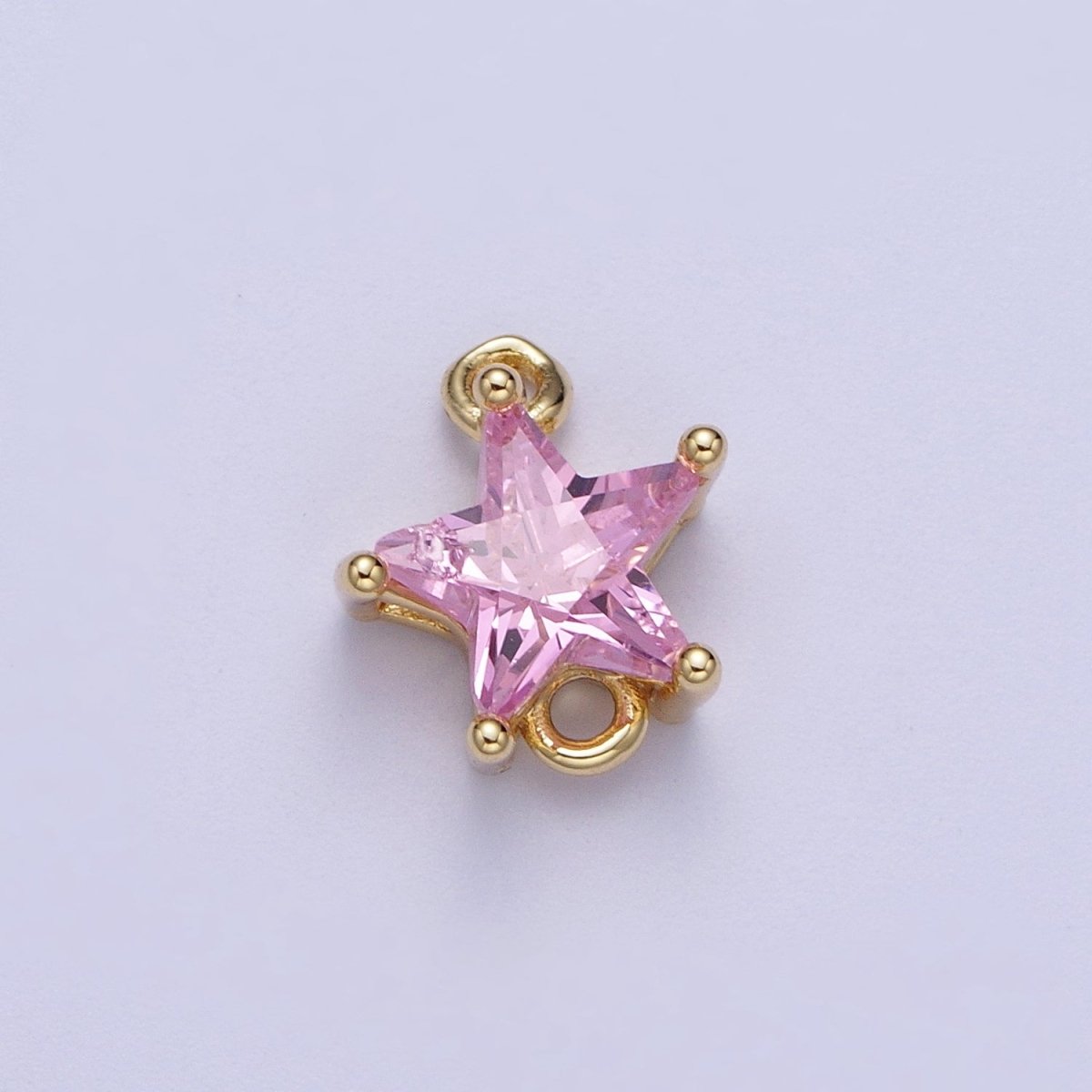 Gold Pink/Clear Link CZ Star Celestial Cubic Zirconia Connector For Necklace Bracelet Jewelry Making G-581 G-582 - DLUXCA