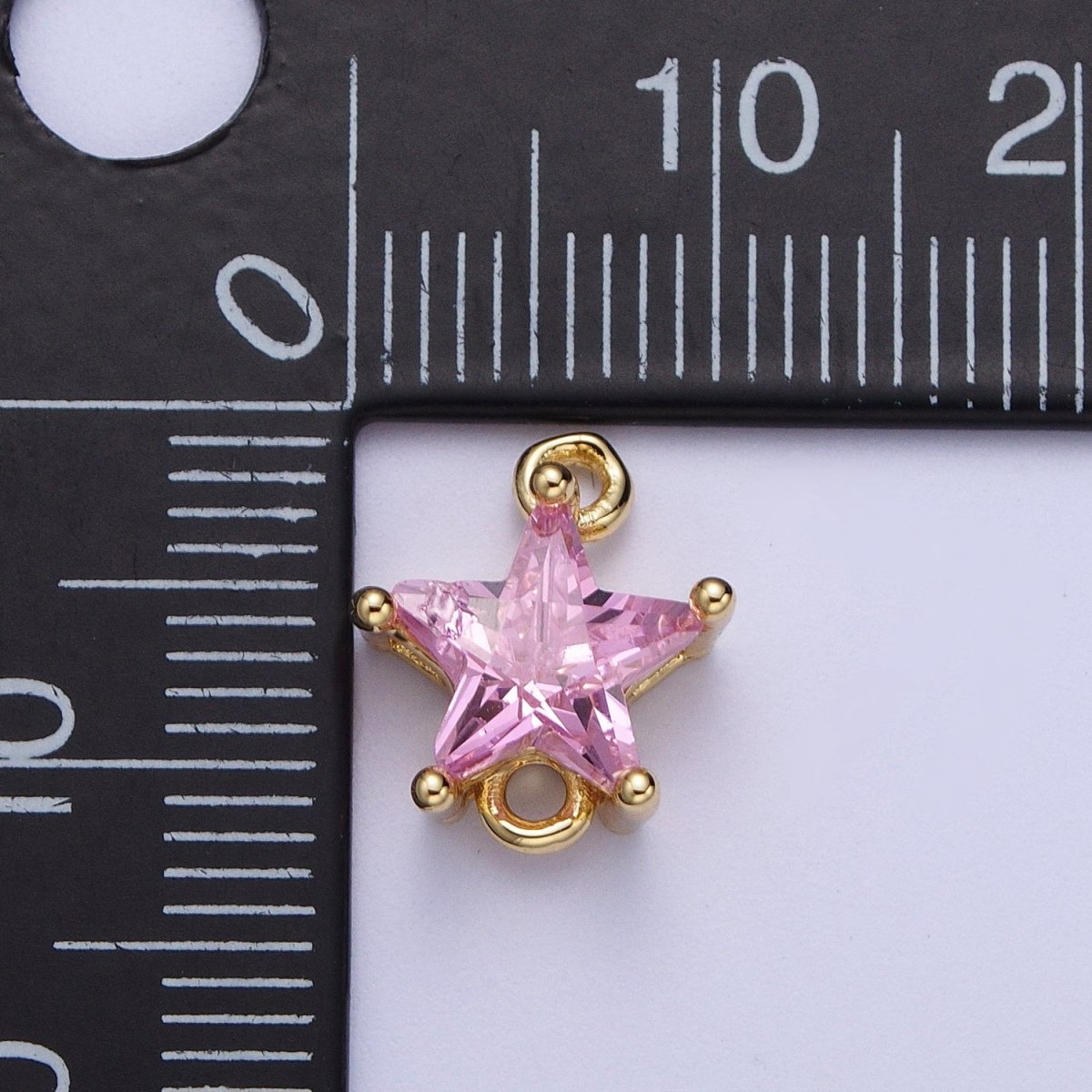 Gold Pink/Clear Link CZ Star Celestial Cubic Zirconia Connector For Necklace Bracelet Jewelry Making G-581 G-582 - DLUXCA