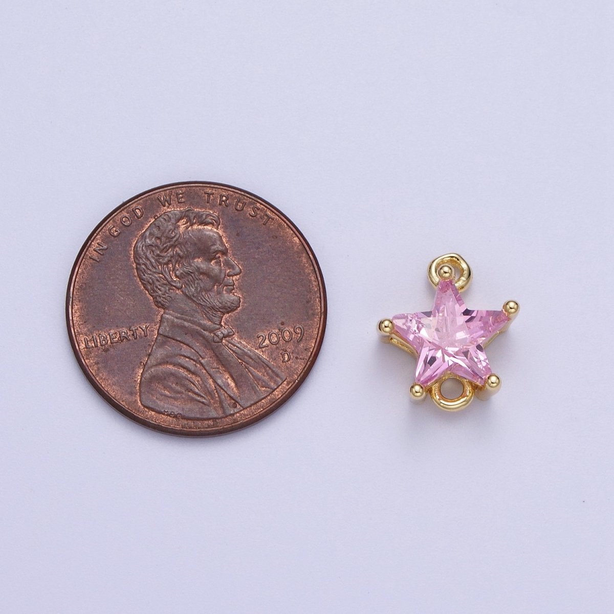 Gold Pink/Clear Link CZ Star Celestial Cubic Zirconia Connector For Necklace Bracelet Jewelry Making G-581 G-582 - DLUXCA