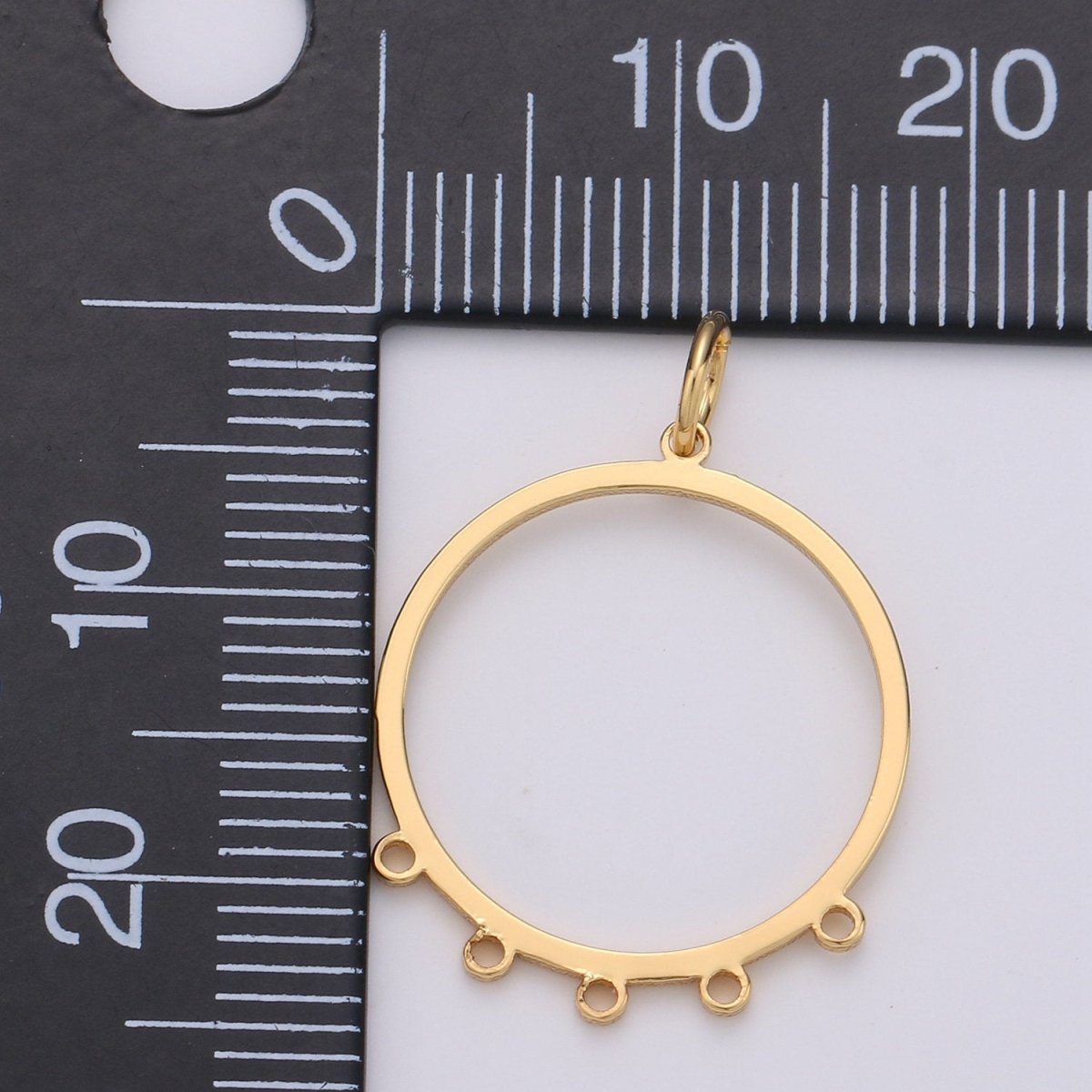 Gold Plated Circle Five Link for Charm to make Earring Necklace Jewelry Making Supply, K-881 - DLUXCA