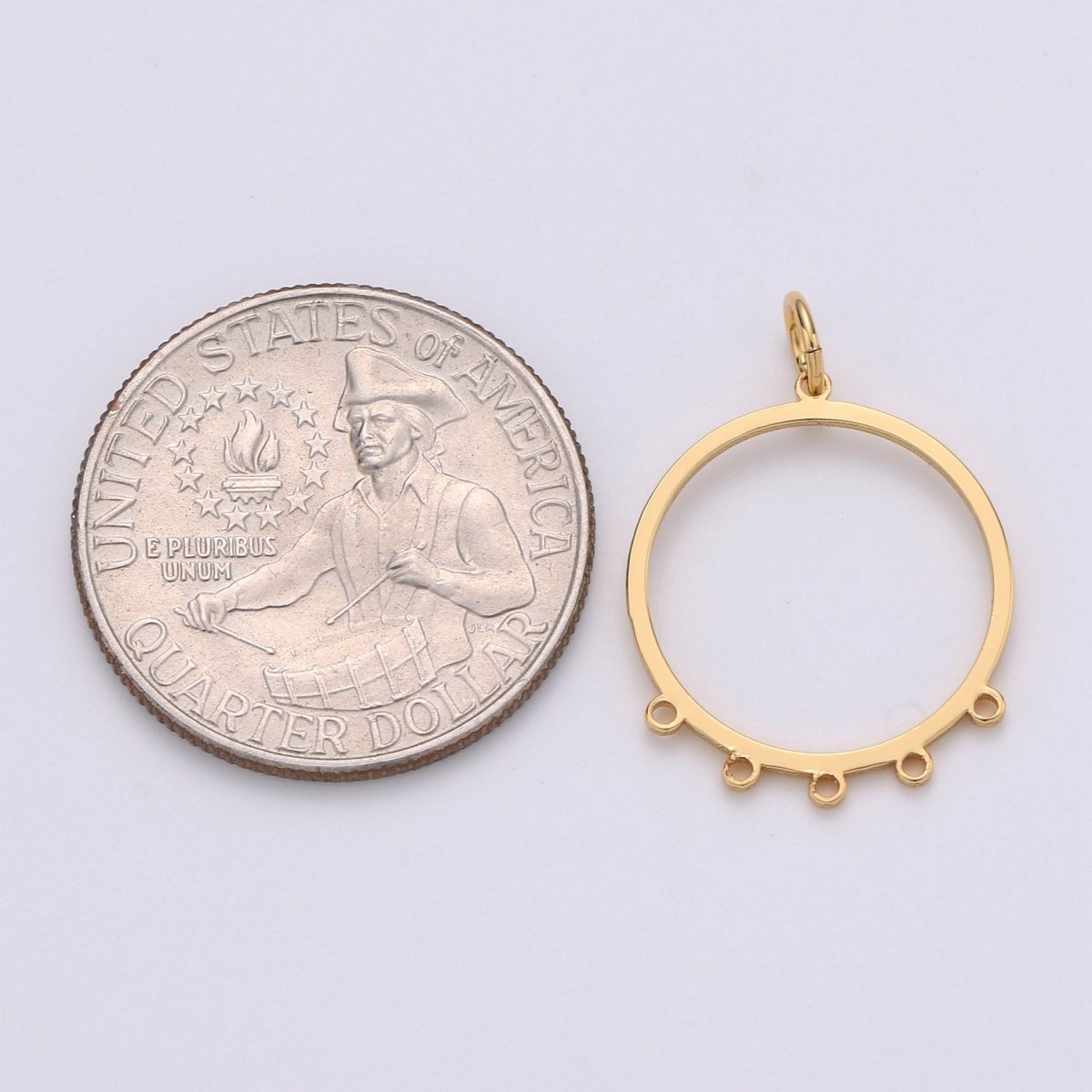 Gold Plated Circle Five Link for Charm to make Earring Necklace Jewelry Making Supply, K-881 - DLUXCA