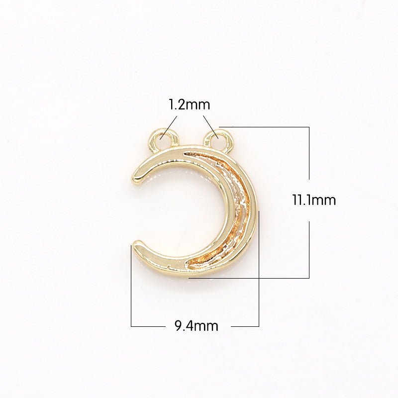 Gold Plated Crescent Moon Charm, Plain Gold Celestial Crescent Moon Golden Sky Object Nature Charm Pendant GP-747 - DLUXCA