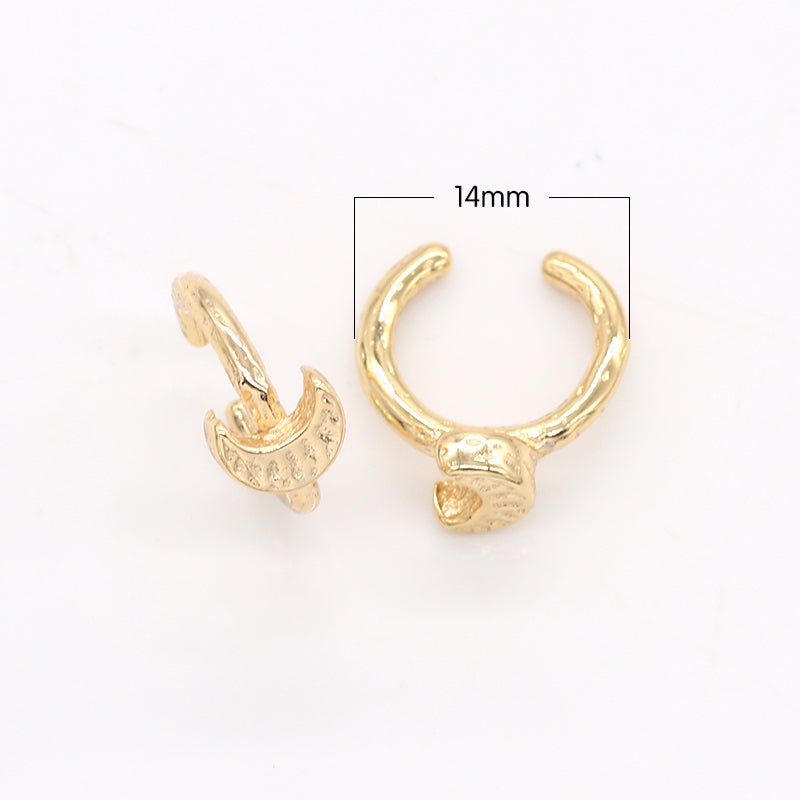 Gold Plated Crescent Moon Earcuff Jewelry, Golden Moon Star Celestial Earring Jewelry GP-814 - DLUXCA