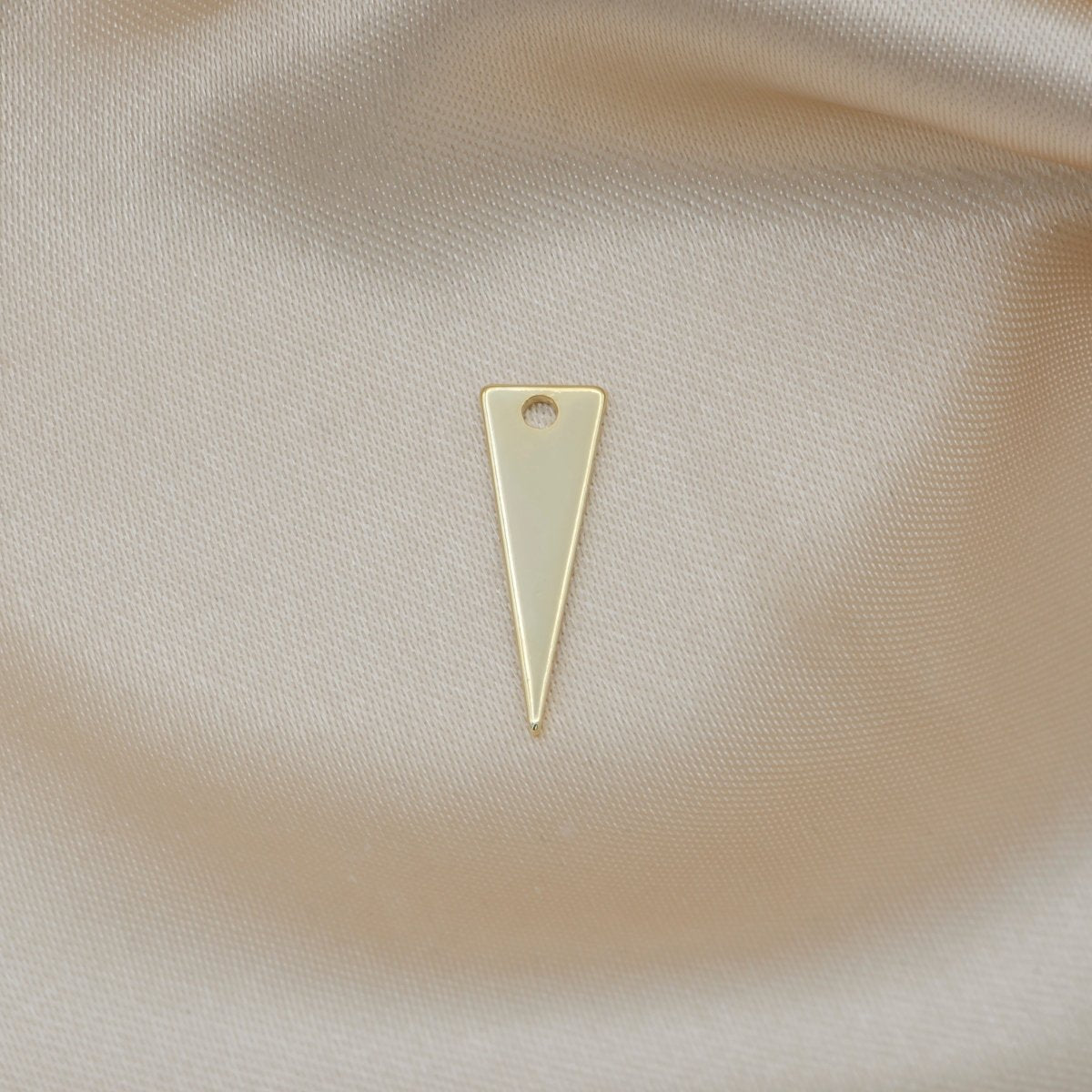 Gold Plated Dainty Sharp Triangle Charm Plain Gold Geometric Charm Pendant GP-332 - DLUXCA