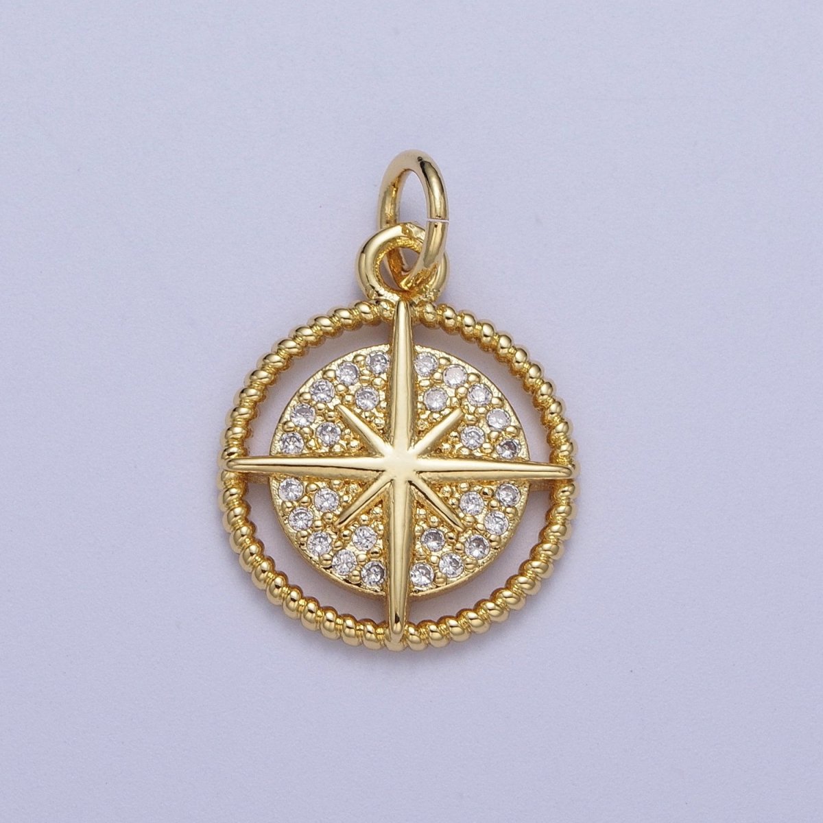Gold Plated Northstar Charm North Star Charm with CZ in Gold Micro Pave Celestial Jewelry | X-730 - DLUXCA