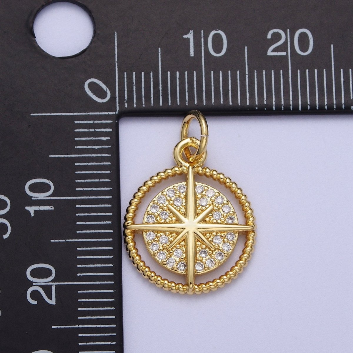 Gold Plated Northstar Charm North Star Charm with CZ in Gold Micro Pave Celestial Jewelry | X-730 - DLUXCA