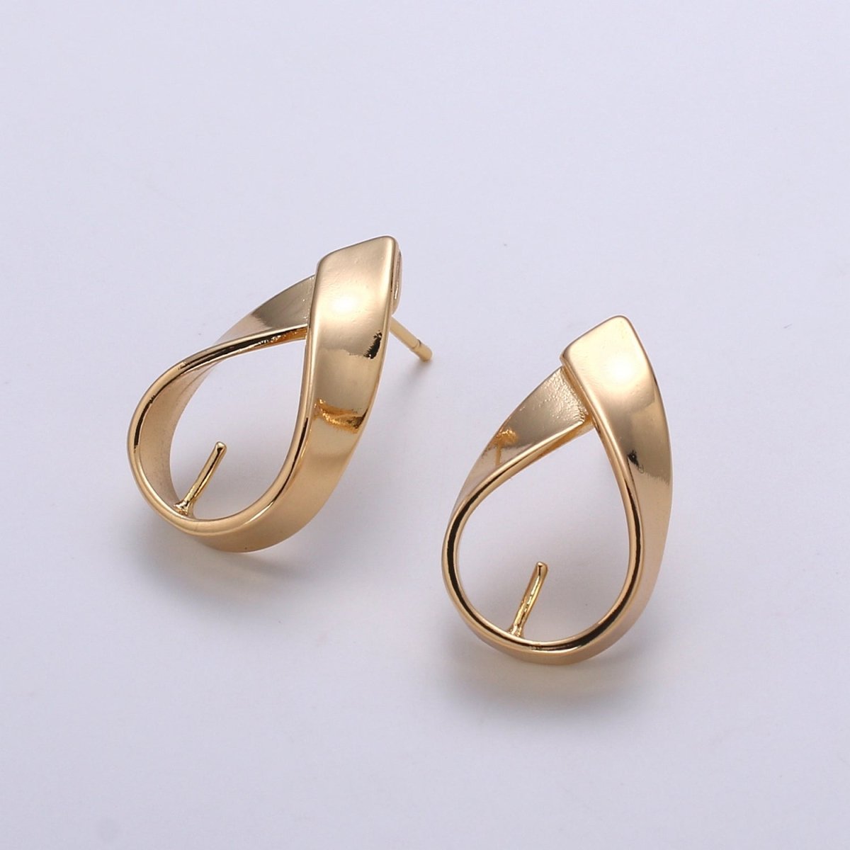 Gold Plated Round Aid Ribbon Earring Supplies Golden Earring Jewelry Supply Component GP-916 - DLUXCA