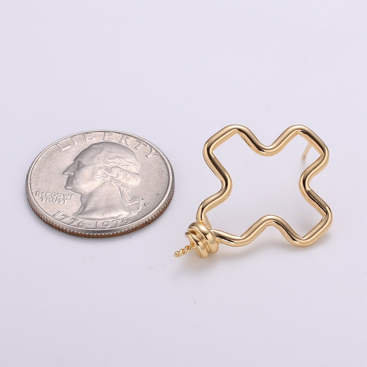 Gold Plated Simple Cross Studs Earring Supply Golden Christian Cross Earring Jewelry Supply Component GP-667 - DLUXCA