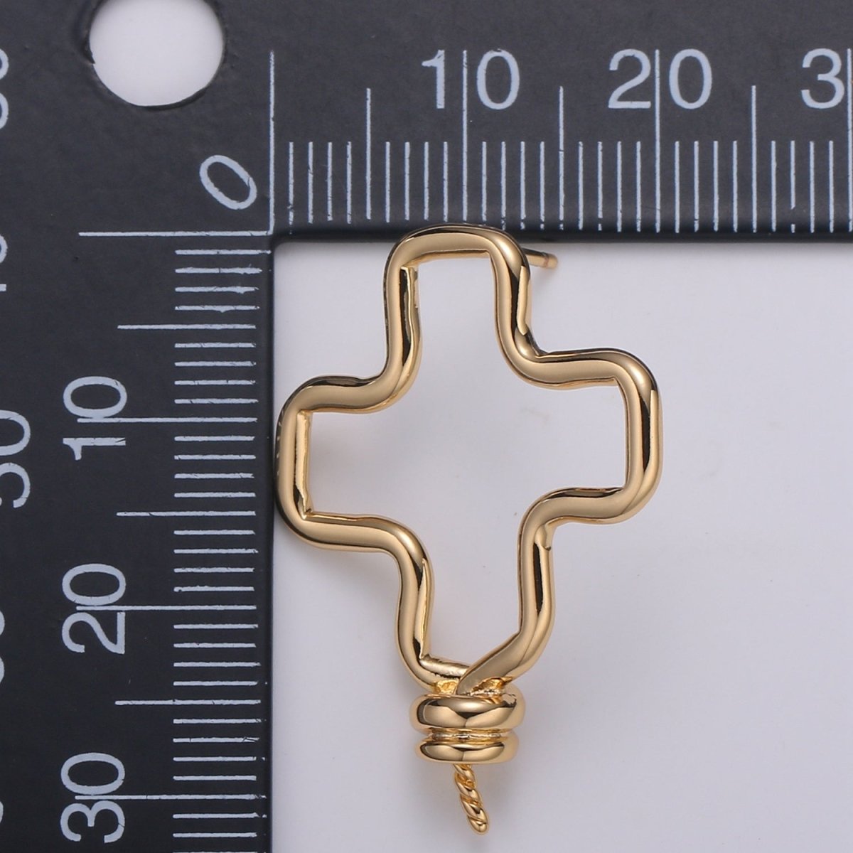 Gold Plated Simple Cross Studs Earring Supply Golden Christian Cross Earring Jewelry Supply Component GP-667 - DLUXCA