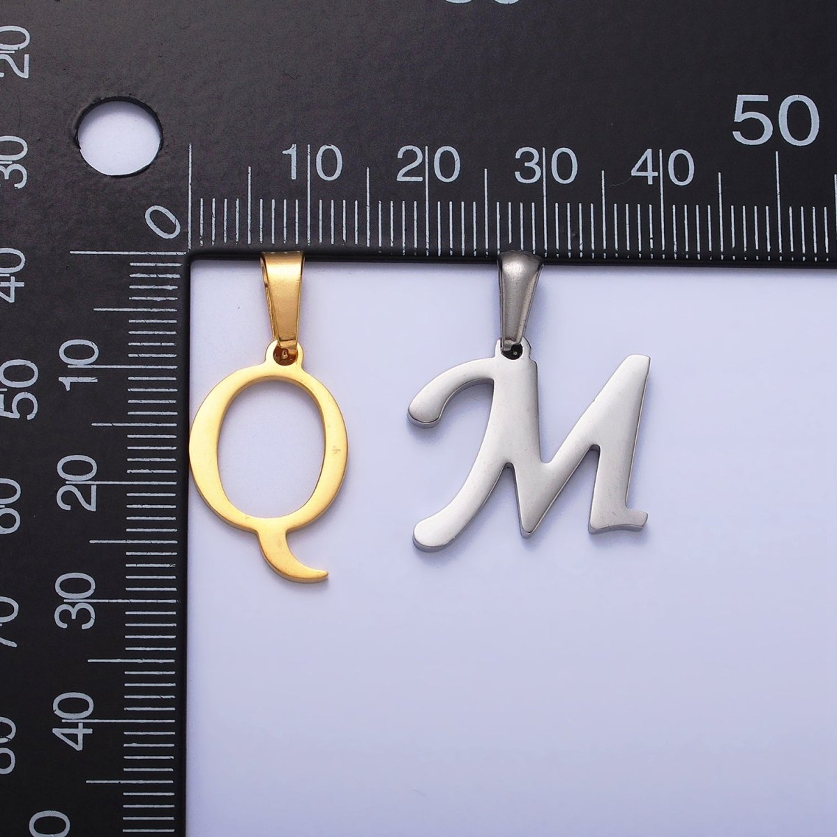 Gold Plated Stainless Steel Letter Charms, initial alphabet pendant DIY jewelry letter charms for personalized jewelry making AD149 - AD174 - DLUXCA