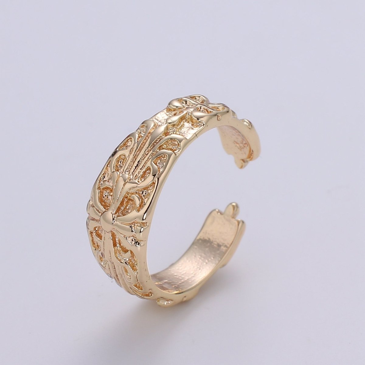 Gold Plated Thick Mariposa Engraved Ring, Statement Ring, Gold Plated Ring, Perfect Gift For Her O-972 - DLUXCA