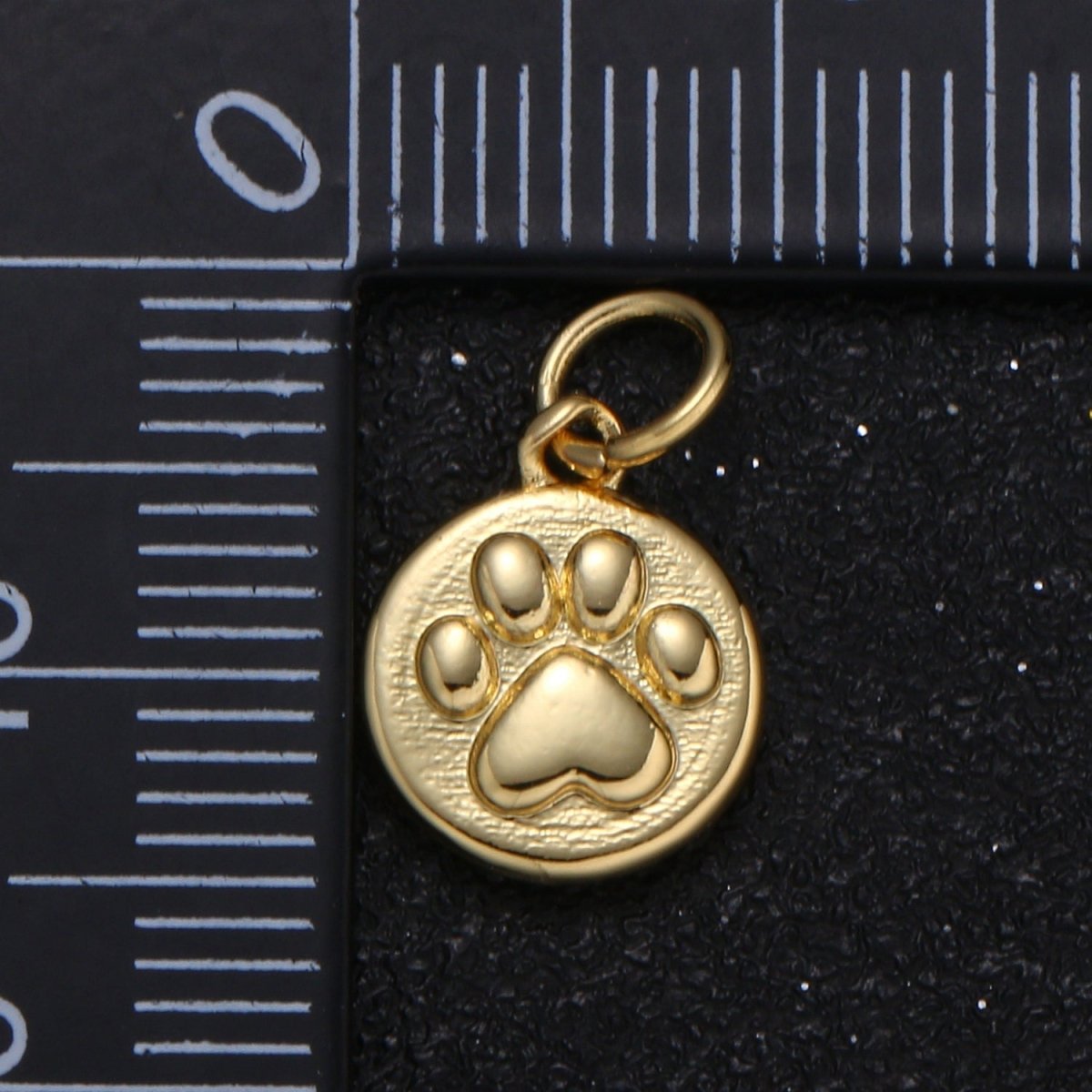 Gold Plated Tiny Cute Dog Paw Coin Charm, Plain Gold Puppy Animal Nature Charm Pendant GP-109 - DLUXCA