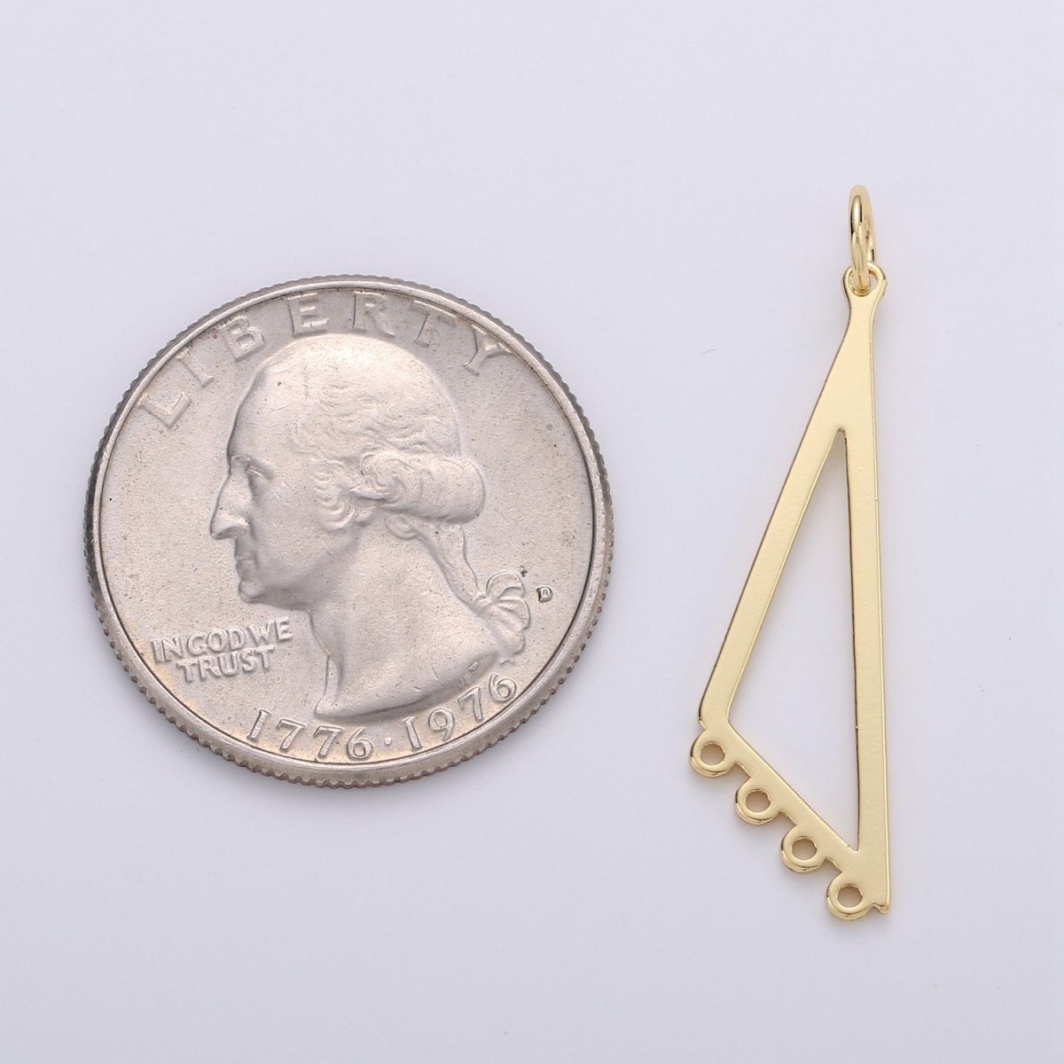 Gold Plated Triangle Four Link for Charm for Earring Necklace Jewelry Making Supply, K-880 - DLUXCA