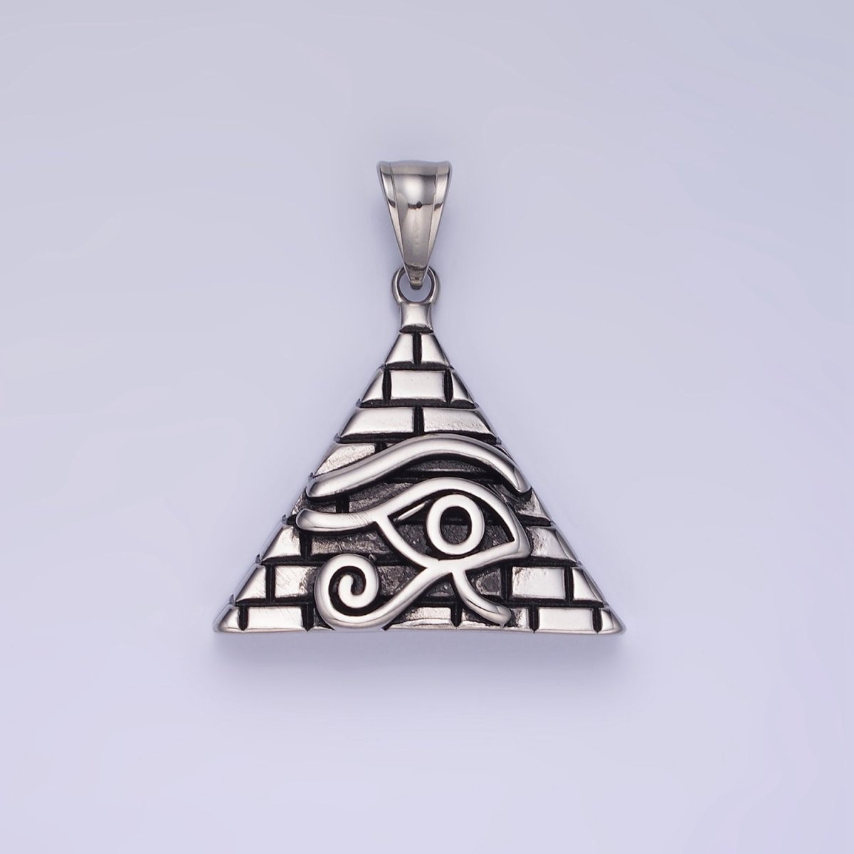 Gold Pyramid Triangle Evil Eye Charm Eye of Ra Amulet Pendant Stainless Steel P-1203 - DLUXCA