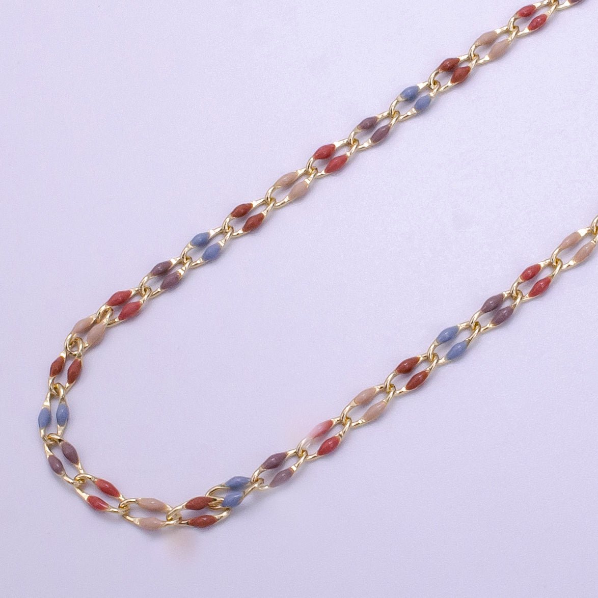 Gold Rainbow Multi color enamel chain Pink Blue Green Seasonal Chain For Jewelry Making Supply | ROLL-1438 ~ ROLL-1448 - DLUXCA