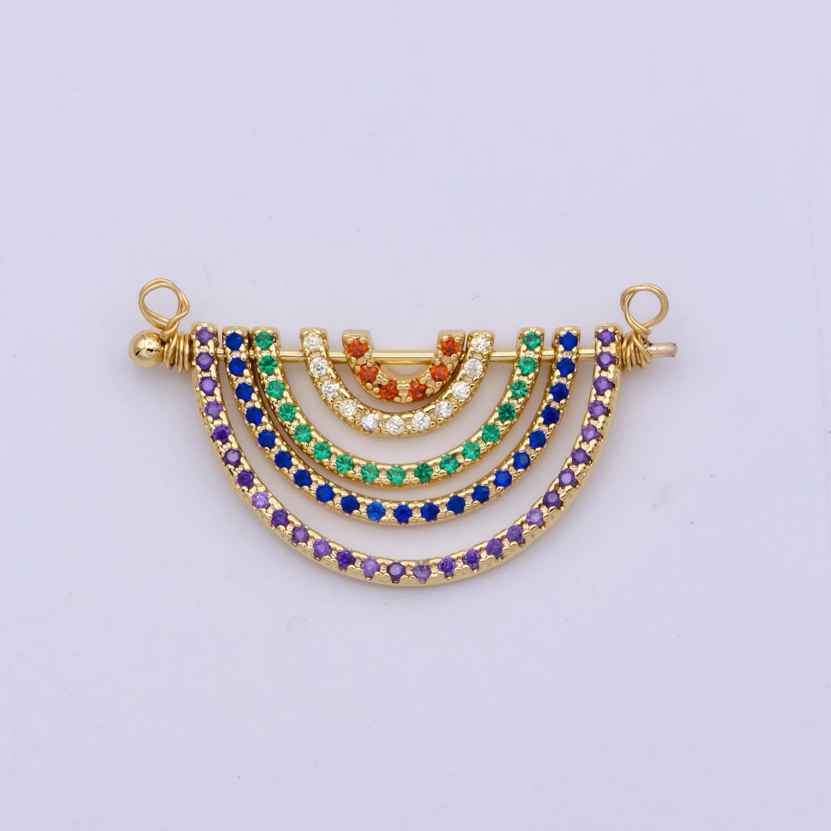 Gold Rainbow Shape Charm for Necklace Pendant Double Bail Dual Loop Charm for Jewelry Making Supply, White Gold Rainbow CONNECTOR F-319 F-575 N-065 N-066 - DLUXCA