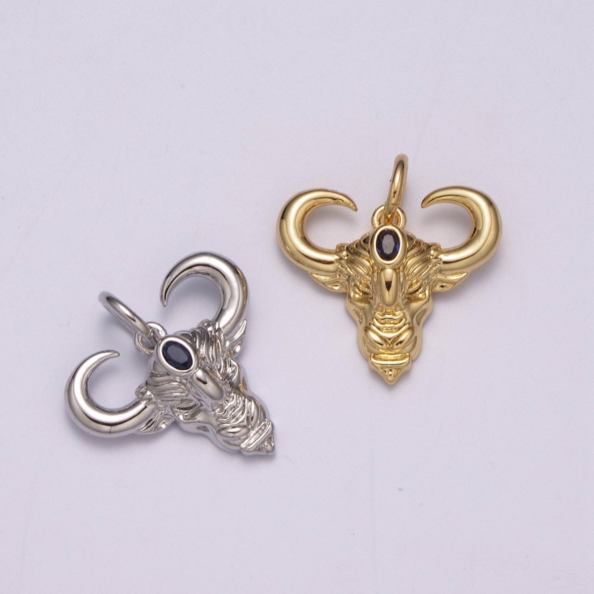 Gold Ram Head Pendant, Ram Men Pendant, Silver Ram Pendant, Aries Silver Pendant Animal Men Charm Necklace M-868 M-869 - DLUXCA