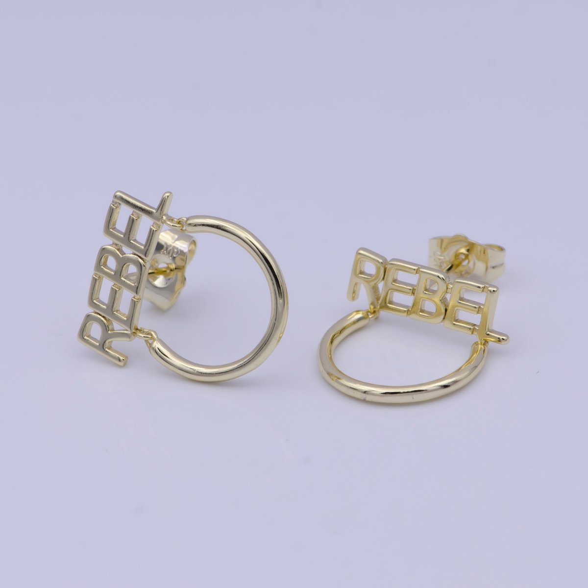 Gold Rebel Earrings gold hypoallergenic hoops statement lightweight jewelry for Everyday Wear X-923 - DLUXCA
