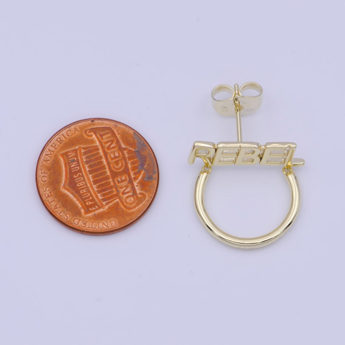 Gold Rebel Earrings gold hypoallergenic hoops statement lightweight jewelry for Everyday Wear X-923 - DLUXCA
