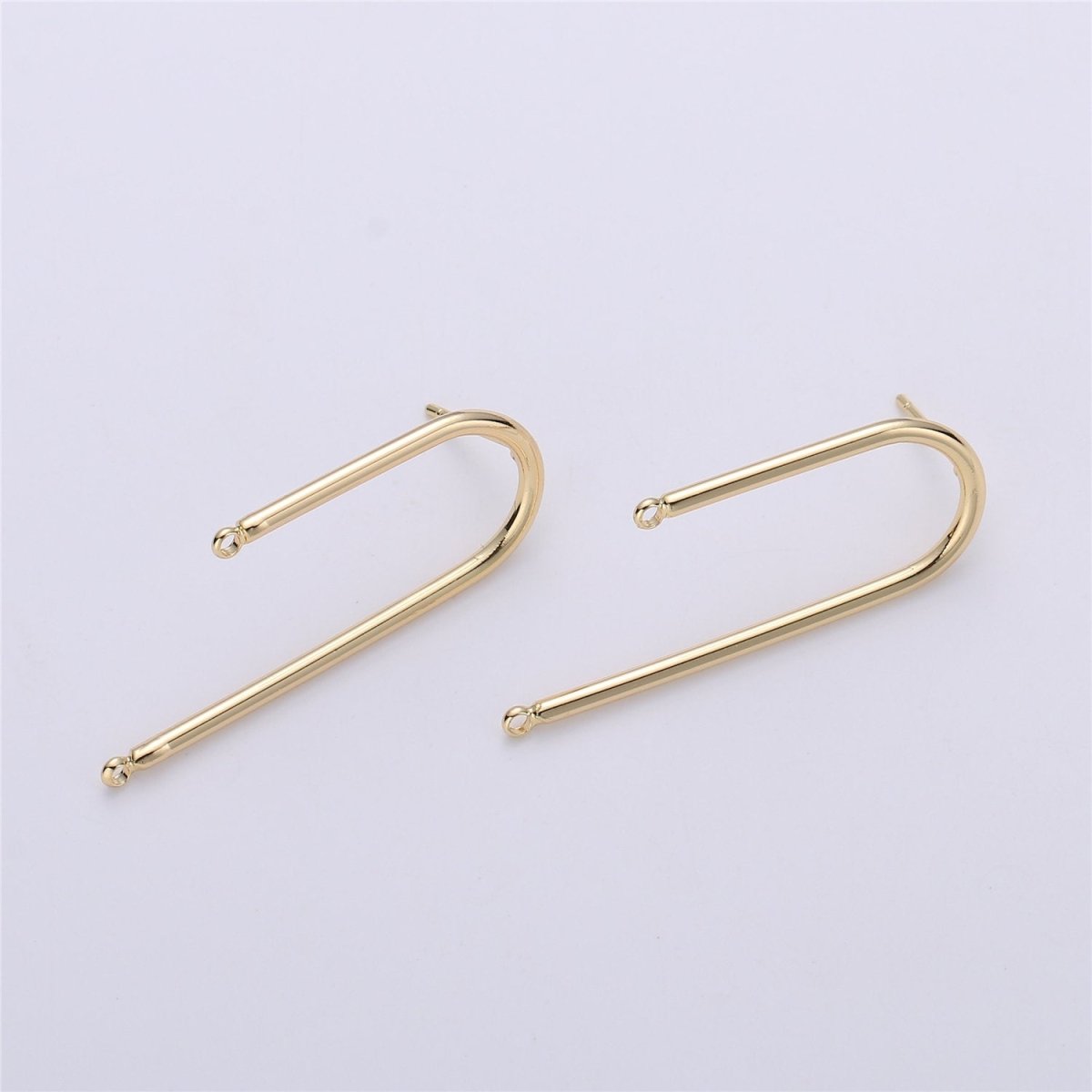 Gold Rectangular Post Earring, Geometric Earrings with Open Link for DIY Earring Jewelry Making Gold Filled K-252 - DLUXCA