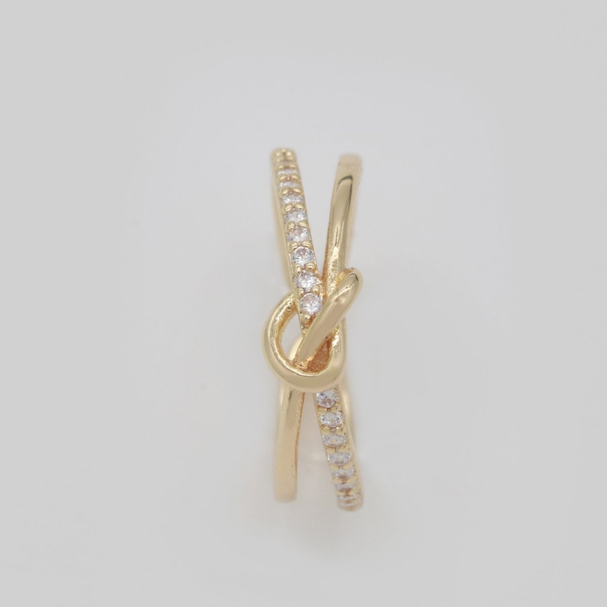 Gold Ring Double Band Ring Gold Twisted Stacking Ring Cz Ring Open Ring Adjustable Ring for Minimalist Jewelry Gift Idea S-219 - DLUXCA