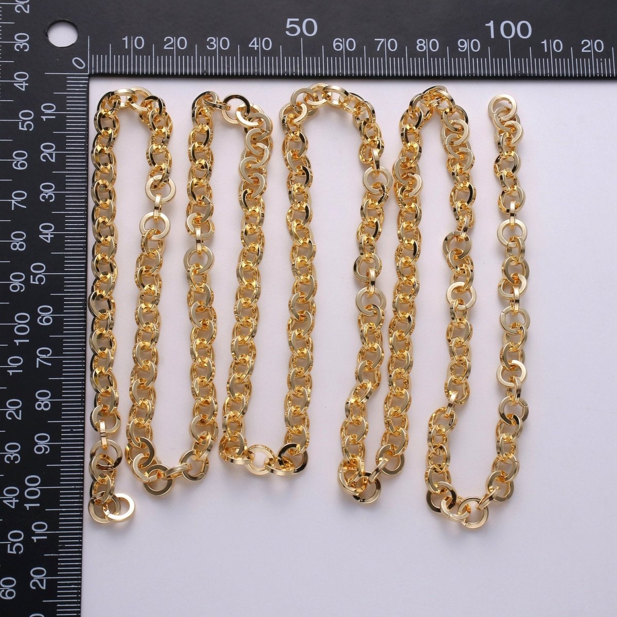 Gold Rolo Chain, 7mm Width, 16K Gold Filled Thin Flat Minimalist Jewelry, For Necklace Anklet Bracelet Supply Component | ROLL-273 Clearance Pricing - DLUXCA