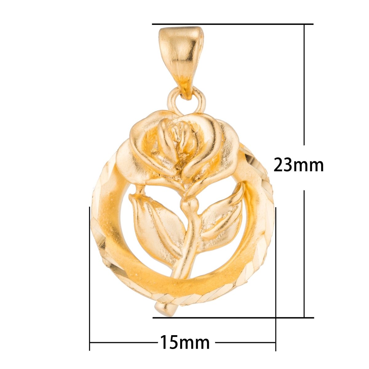 Gold Rose Wreath, Belle, Flower, Everlasting Love, Forever, Women, Lover, Necklace Pendant Charm Bead Bails Findings for Jewelry Making H-148 - DLUXCA