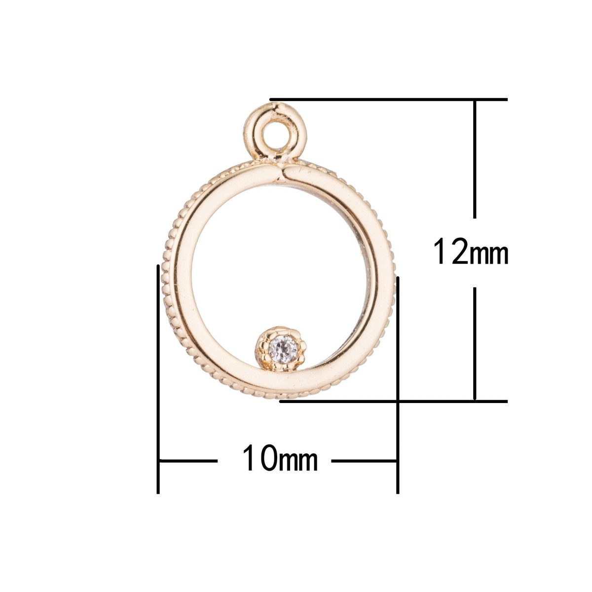 Gold Round Ring, Golden Circle, Tiny Cute Flower Modern Classic Cubic Zirconia Bracelet Charm Bead Finding Connector for Jewelry MakingC-189 - DLUXCA