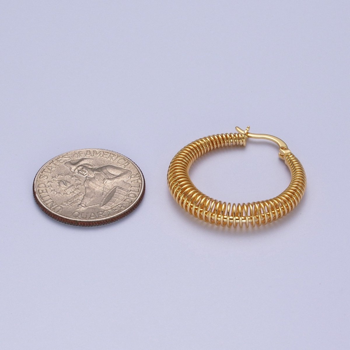 Gold Round Spiral Hoop Earring Statement Hoop Earrings Gold Rhombus Coil Earring AE-539 - DLUXCA