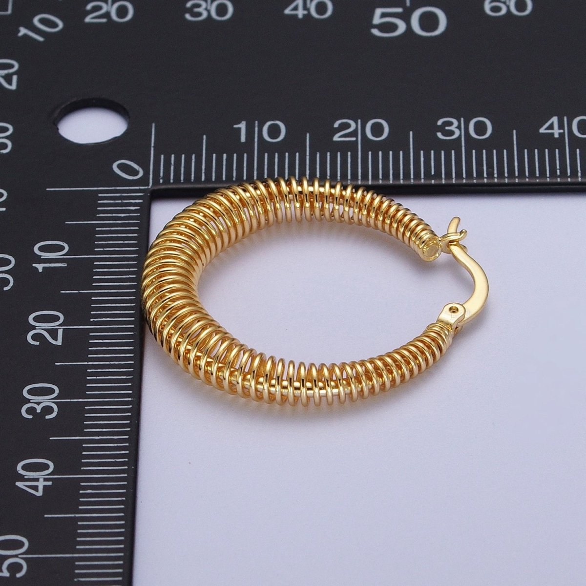 Gold Round Spiral Hoop Earring Statement Hoop Earrings Gold Rhombus Coil Earring AE-539 - DLUXCA