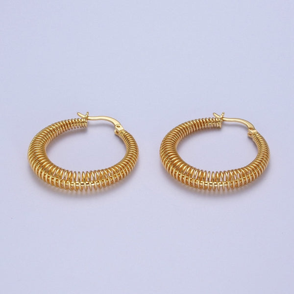 Gold Round Spiral Hoop Earring Statement Hoop Earrings Gold