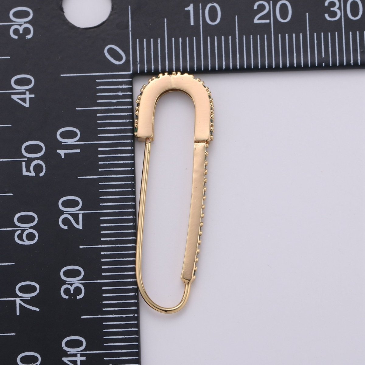 Gold Safety pin Supply Charm sparkly safety pins/ needle earring / Micro pave safety pin drop earring Clear Cubic Safety Pin Earring K-528 K-833 - DLUXCA