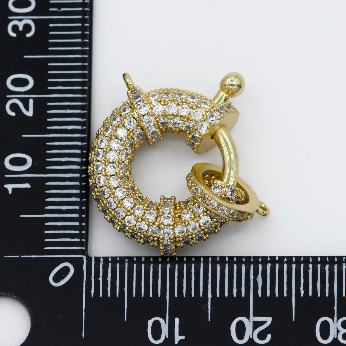 Gold Sailor Clasp CZ Gold Filled Push Gate Ring Charm For DIY Jewelry Making Necklace Bracelet Anklet L-314 - DLUXCA