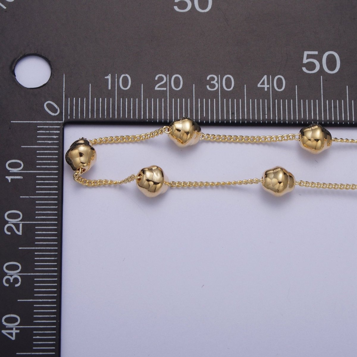 Gold Satellite Geometric Bead Chain Wholesale by Yard For Jewelry Making Component | ROLL-833 Clearance Pricing - DLUXCA