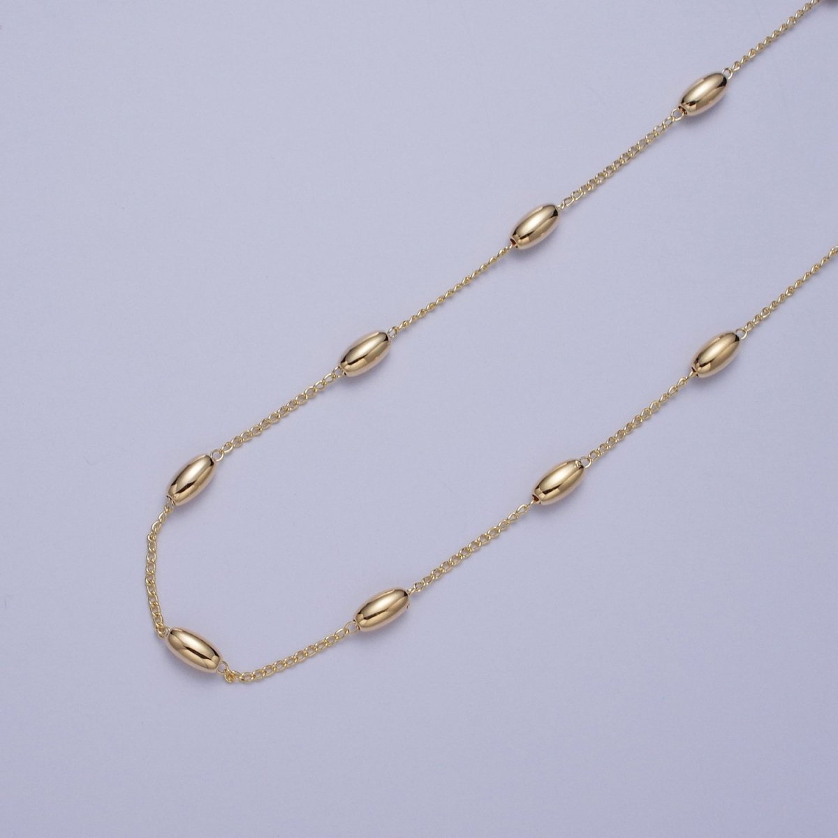 Gold Satellite Long Oval Bead Chain Wholesale by Yard For Jewelry Making Component | ROLL-843 Clearance Pricing - DLUXCA