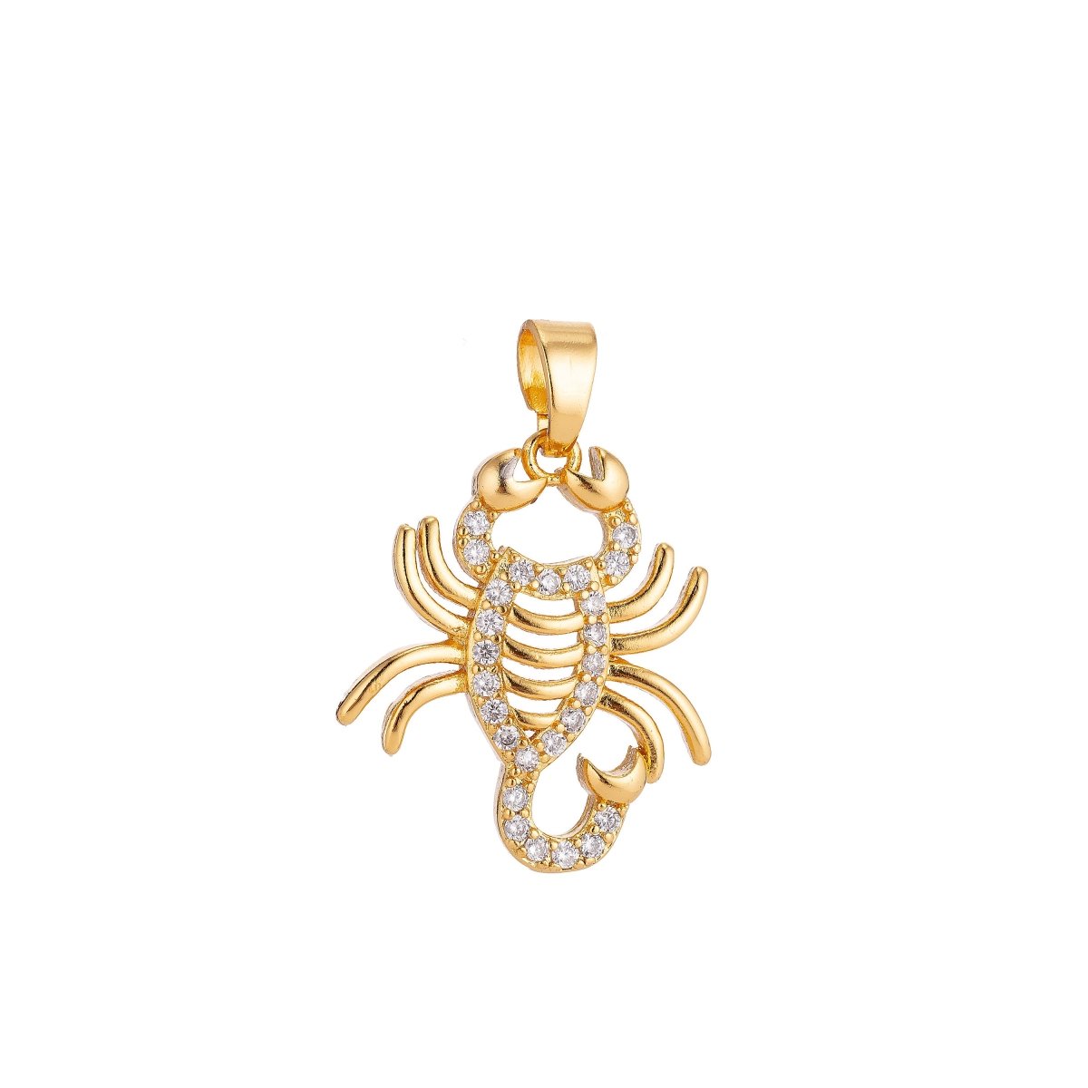 Gold Scorpio Small Animal Lover Death and Rebirth Willpower Cubic Zirconia Necklace Pendant Charm Bead Bails Findings for Jewelry Making H-186 - DLUXCA