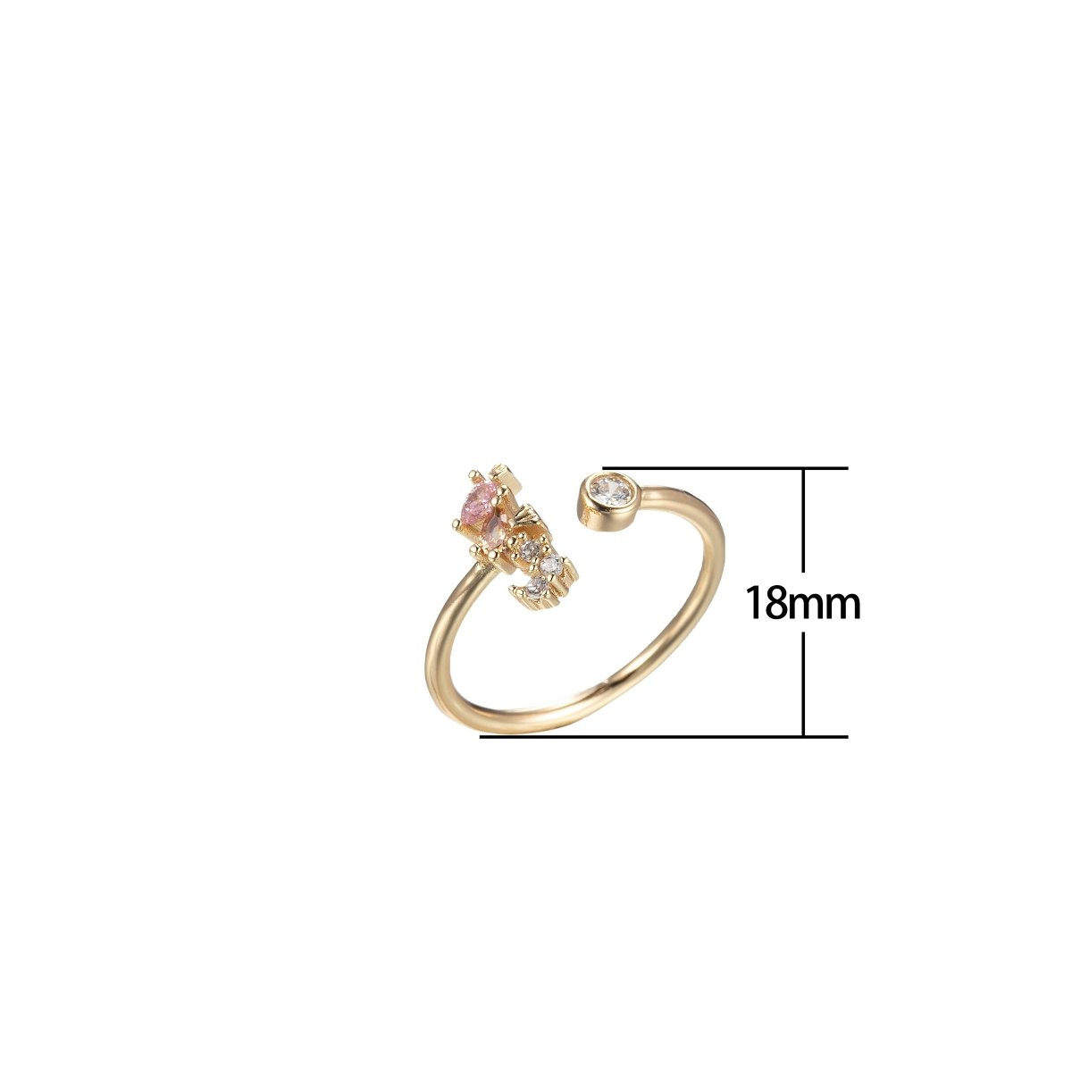Gold Sea Horse Ring Open Adjustable Ring Animal Under the Sea Inspired O-997 - DLUXCA