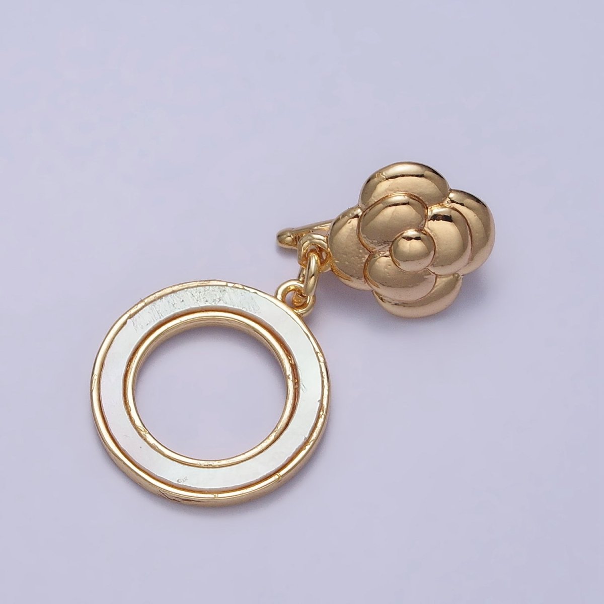 Gold Shell Pearl, Abalone Open Round Circle Drop Snap Rose Flower Bail Charm | Z-070 Z-071 - DLUXCA