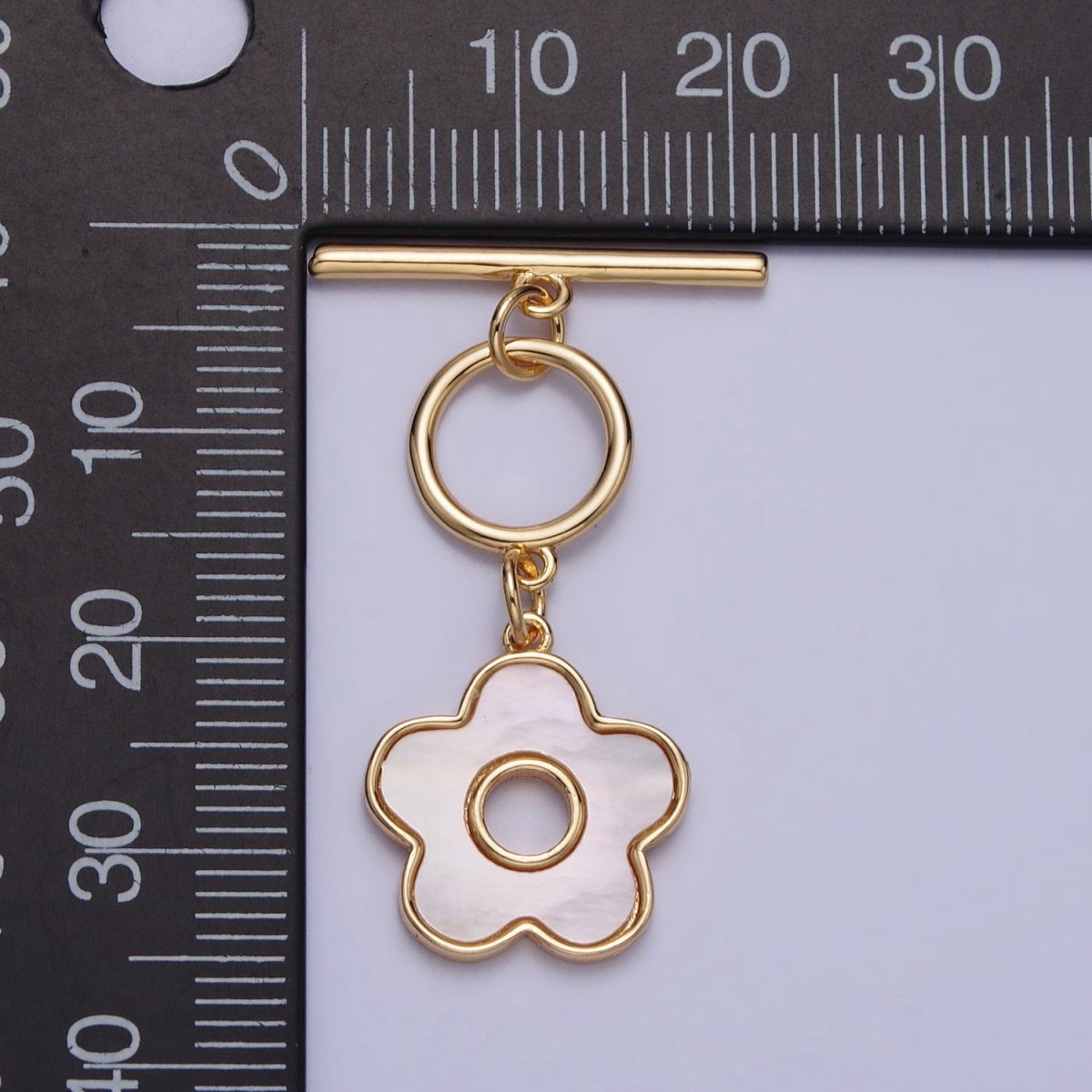 Gold Shell Pearl Flower Dangle Toggle Clasps Jewelry Closure Supply | Z-092 - DLUXCA