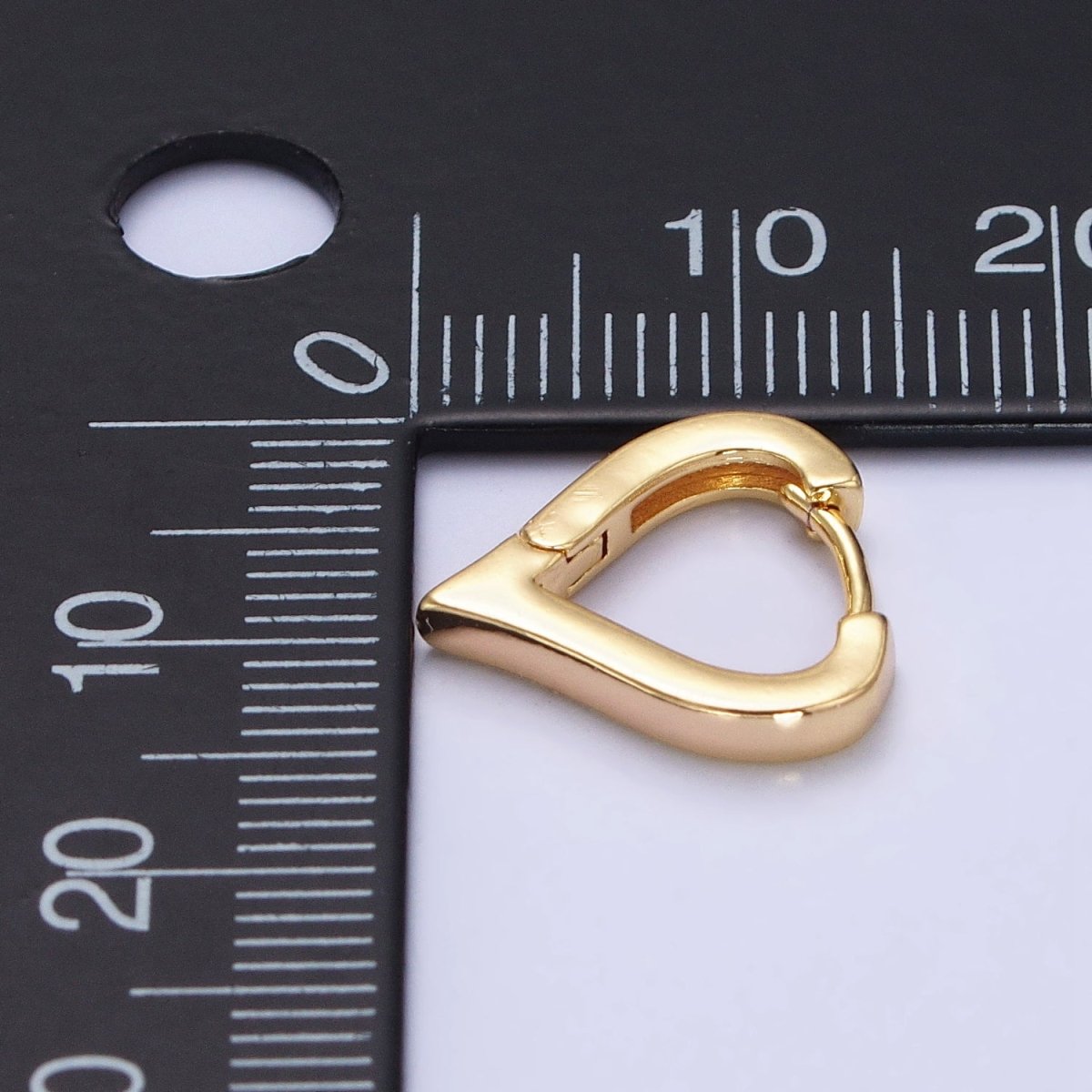 Gold, Silver 14mm Heart Triangle Flat Huggie Cartilage Hoop Earrings | AB516 AB524 - DLUXCA