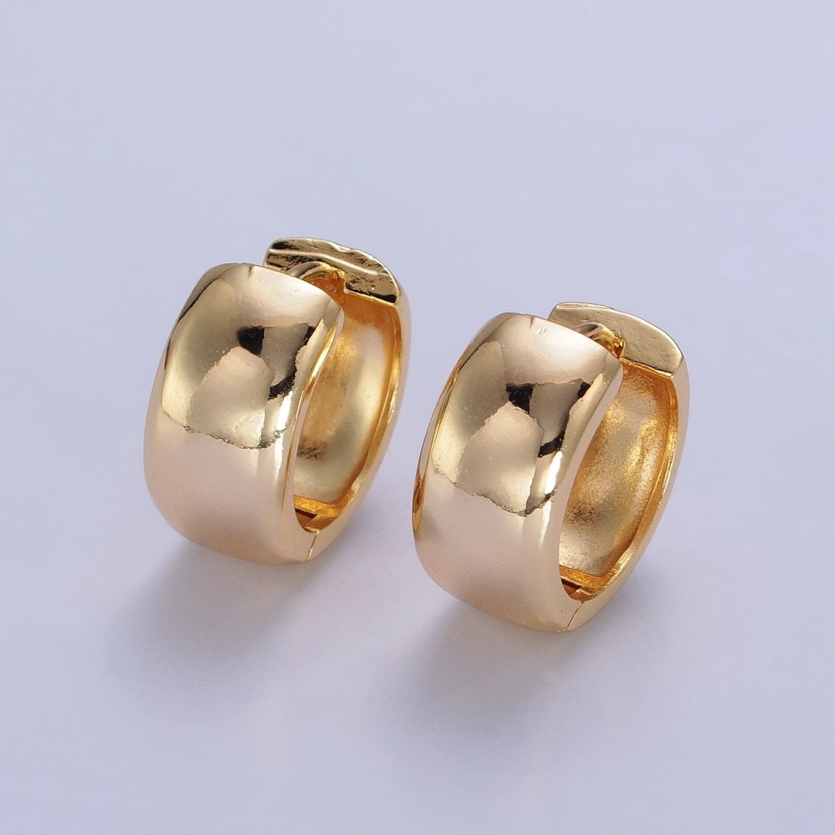 Gold, Silver 16.5mm Wide Chubby Minimalist Huggie Hoop Earrings | AB186 AB435 - DLUXCA