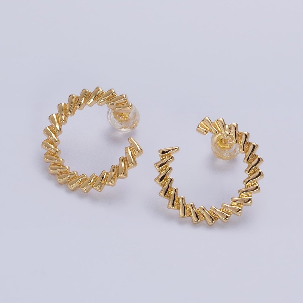Gold, Silver 20mm Geometric Band Circular Modern Wave Stud Earrings | AB601 AB963 - DLUXCA