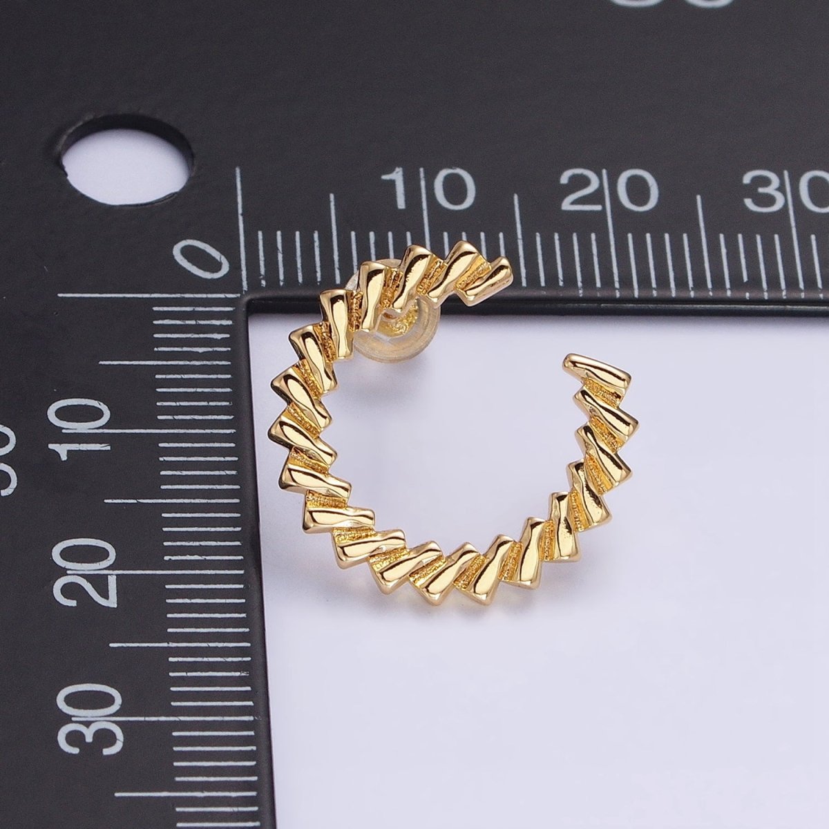 Gold, Silver 20mm Geometric Band Circular Modern Wave Stud Earrings | AB601 AB963 - DLUXCA