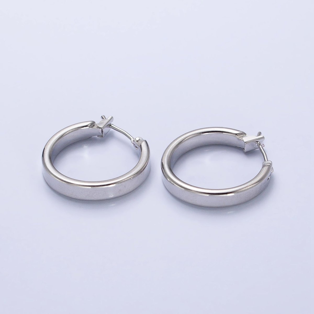 Gold, Silver 23.3mm Round Wide Geometric Latch Hoop Earrings | AB549 AB550 - DLUXCA