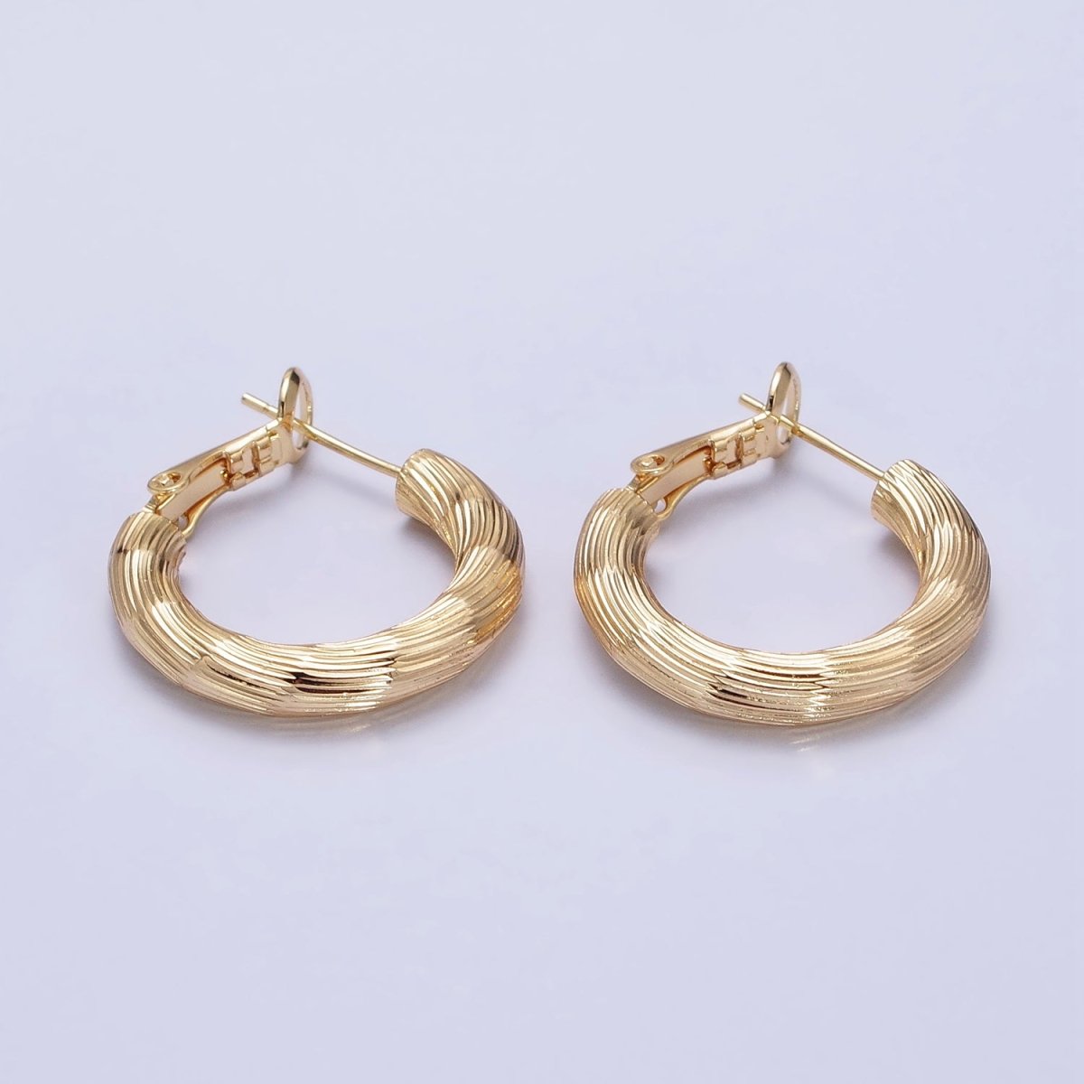 Gold, Silver 23mm Sketch Line-Textured Hoop Hinge Earrings | AB547 AB548 - DLUXCA