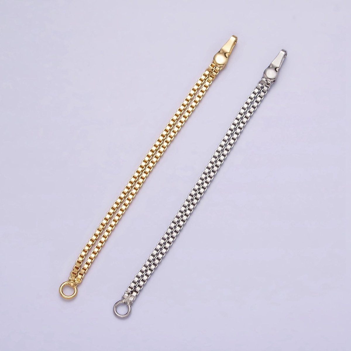 Gold, Silver 5mm Double Box Chain Open Loop Linear Earring Drop Jewelry Making Supply | Z-933 Z-934 - DLUXCA