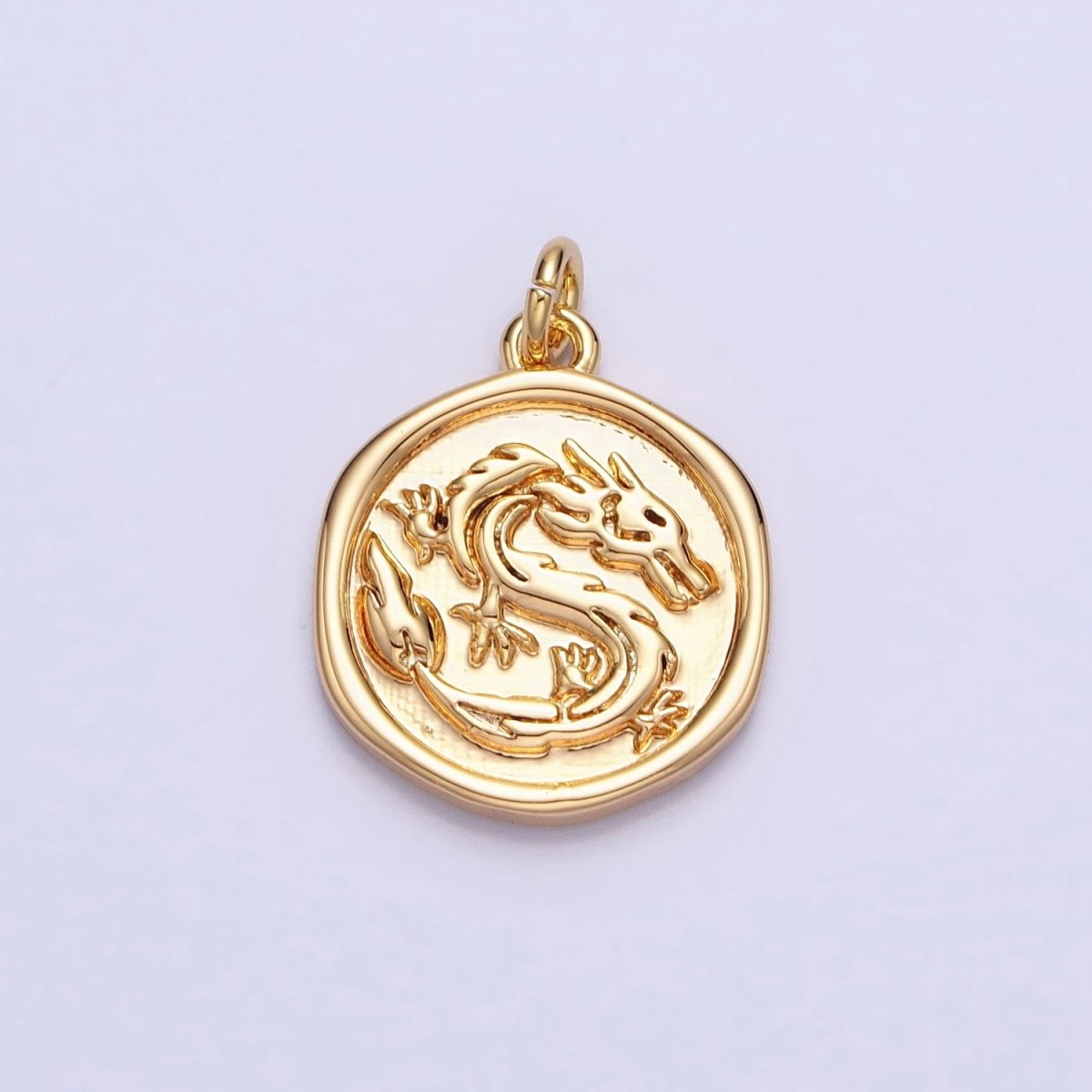 Gold, Silver Ancient Dragon Animal Stamped Coin Charm | AC440 - DLUXCA
