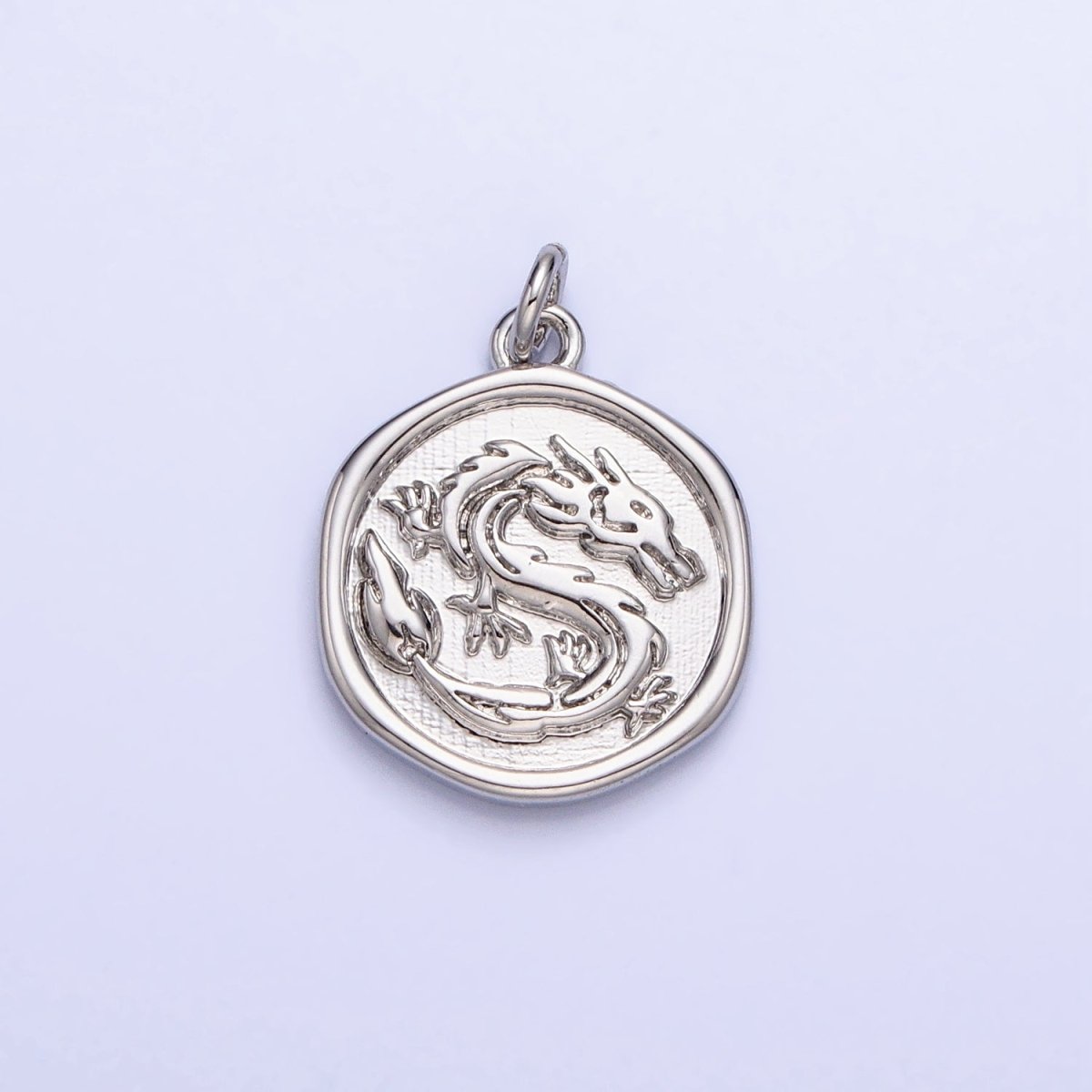 Gold, Silver Ancient Dragon Animal Stamped Coin Charm | AC440 - DLUXCA