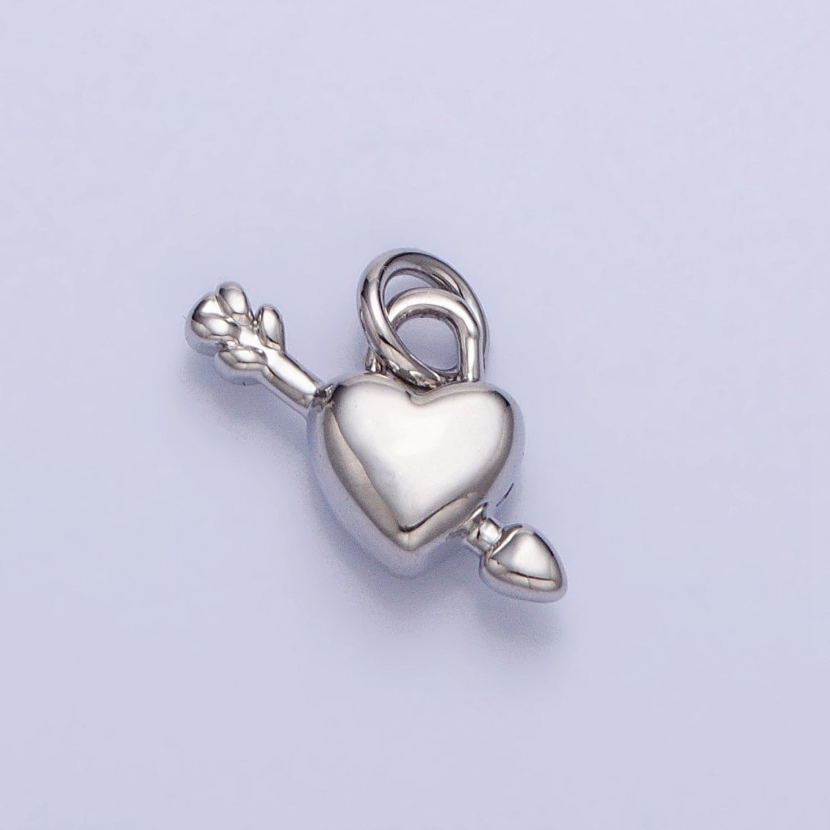 Gold, Silver Arrowed Heart Lock Valentine Mini Puffed Add-On Charm | AC707 AC708 - DLUXCA